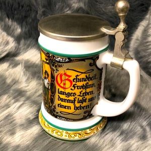 German BMF Original Bierseidel Flat Lidded Beer Stein